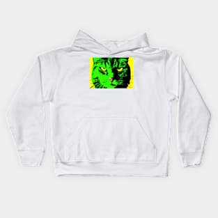 ANGRY CAT POP ART - green yellow black Kids Hoodie